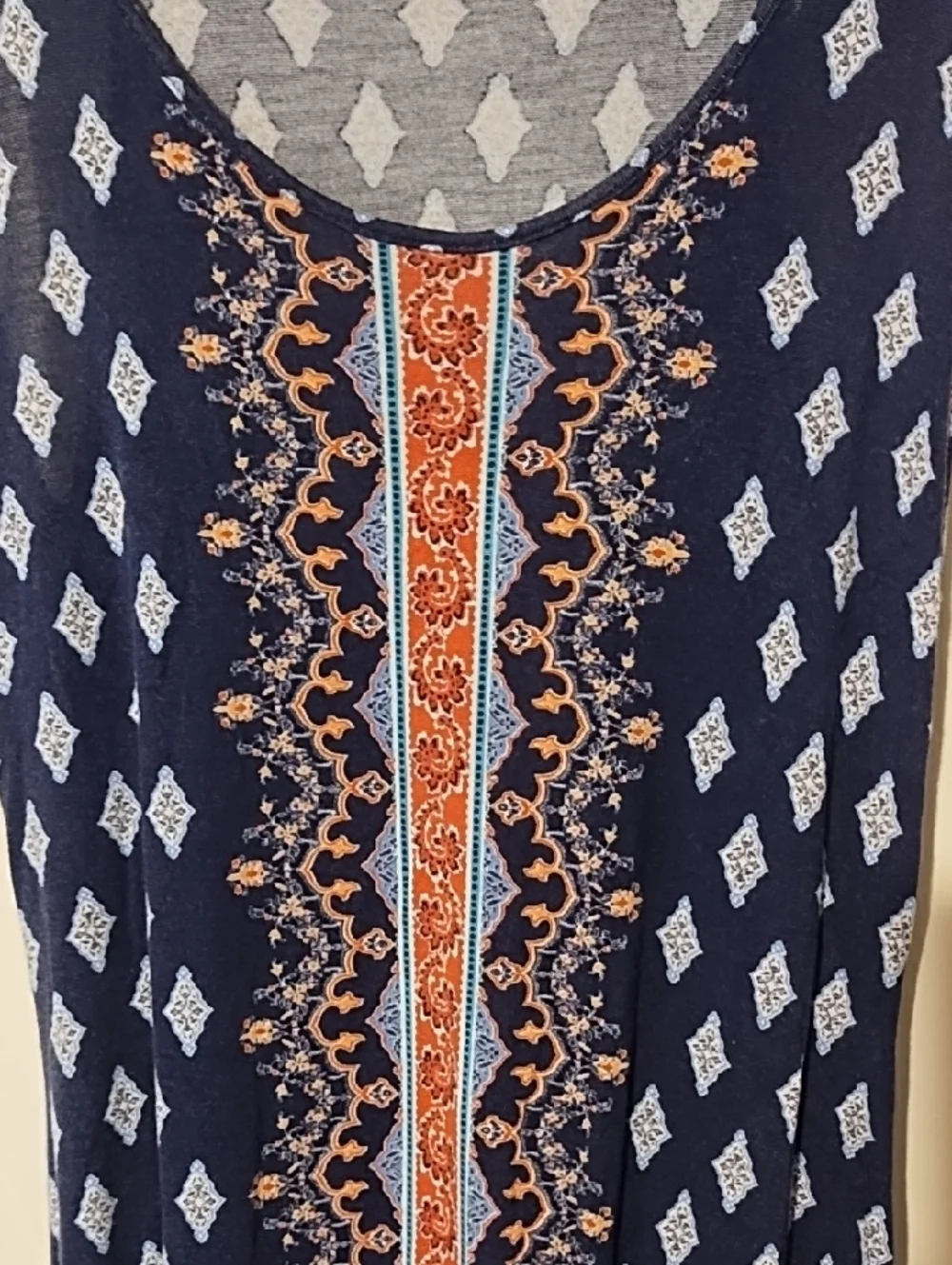 Pink Republic Navy Maxi Dress with Coral Center Border - Picture 3 of 8